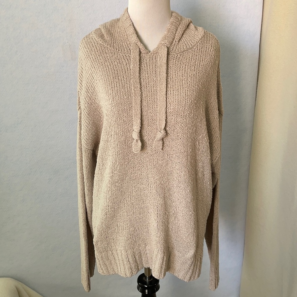 It’s Our Time Cream Loose Knit Hoodie Sweater